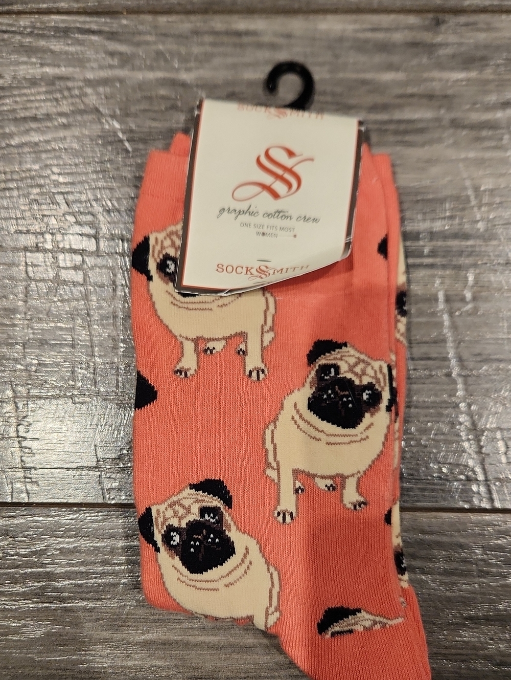 NWT Sock Smith Women's Pink Pug Socks OSFM